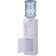 Top Loading Water Cooler Dispenser, Hot & Cold Water Cooler 5 Gallon with Children Safety Lock Storage Cabinet for Home Office Indoor Use (White)