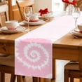 thumbnail image 3 of Pink Tie-dye Table Runner, Chinese Style Abstract Ethnic Cotton Linen Kitchen Table Decoration Washable Dining Tabletop Runners for Home Party Decor 13x36 Inches, 3 of 9