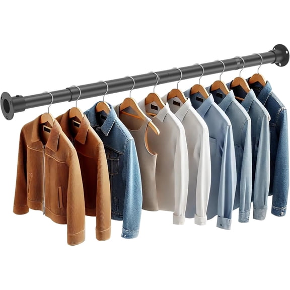 Adjustable Closet Rod 35-125 Inch - 1.3”Diameter Heavy Duty Closet Rods for Hanging Clothes - Simple Clothes Rod for Closet - Versatile Closet Poles for Hanging Clothes - Closet Bar