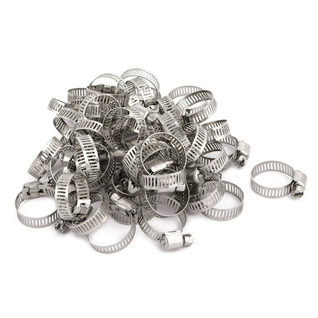50 Pcs 16mm a 25mm Diámetro Rango 8mm Ancho Abrazadera de Manguera Ajustable Tipo US