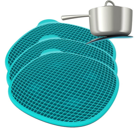 3 Piece Flipon Magnetic Blue Silicone Trivets Set Kitchen For Hot 3 Piece Flipon Magnetic Blue Silicone Trivets Set Kitchen For Hot Pans Dining Table Round