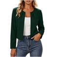 thumbnail image 2 of Vmvidoty Long Sleeve Shrug Top for Women's Collarless Pleated Open Front Cropped Cardigan Army Green S, 2 of 6