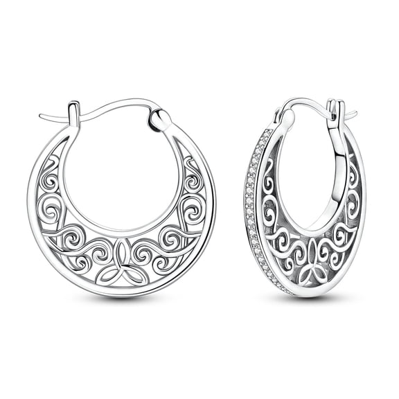 NARMO Original 925 Sterling Silver Shining retro patterns Hoop Earrings 5A Zircon for Women Jewelry Making