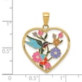 thumbnail image 2 of FJC Finejewelers 14 kt Yellow Gold Enameled Hummingbird with Flowers Heart Charm 28 x 22 mm, 2 of 6