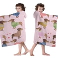 thumbnail image 4 of Colorful Funny Dachshund Hooded Bath Towel，50"x30" for Ages 3 To 12 Kids, Quick Dry Lightweight Soft Microfiber Hood Beach Towel Cover Up for Kids, 4 of 7
