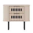 thumbnail image 5 of Wampat Modern Fluted Nightstand, Wooden End Table with 2 Drawers, 20.4H" Bedside table for Living Room, Bedroom, Natural, 5 of 5