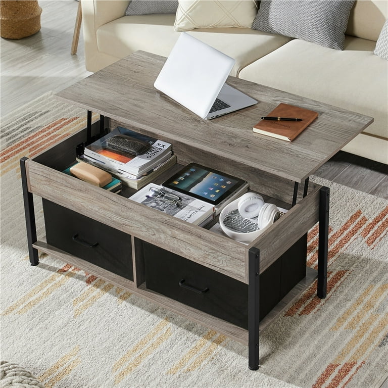 Alden Design Wood Lift Top Coffee Table with Storage Baskets