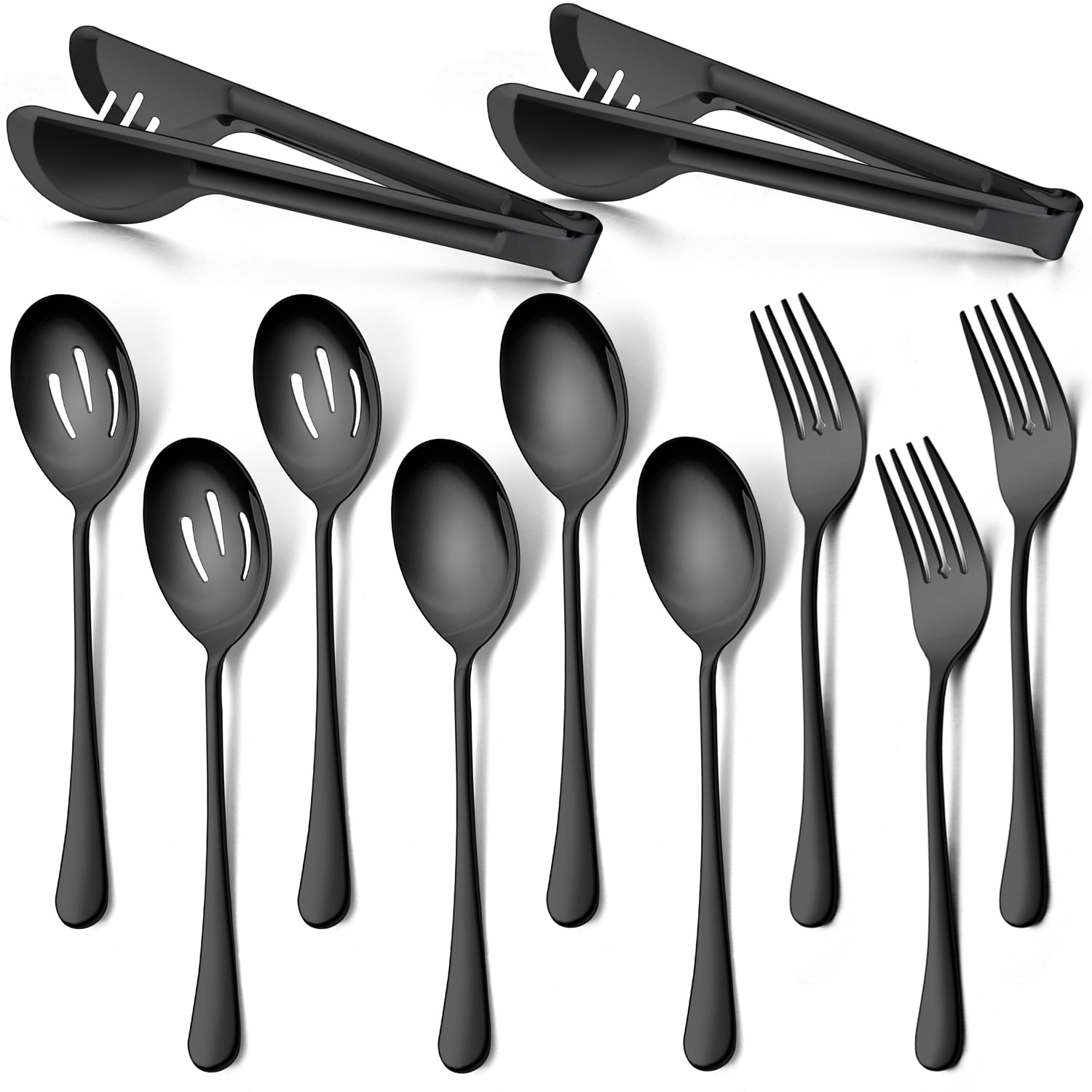 Walchoice 11 Pieces Serving Utensils Set, Stainless Steel Black Hostess