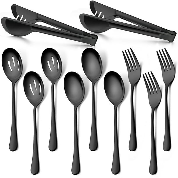 Walchoice 11 Pieces Serving Utensils Set, Stainless Steel Black Hostess