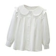 thumbnail image 4 of Fozruso Kids Girls Long Sleeve Party Blouses Kids Elegant Ruffled Button Down Shirts School Tops Cute Tops,Sizes 7-8 Years Clear, 4 of 4