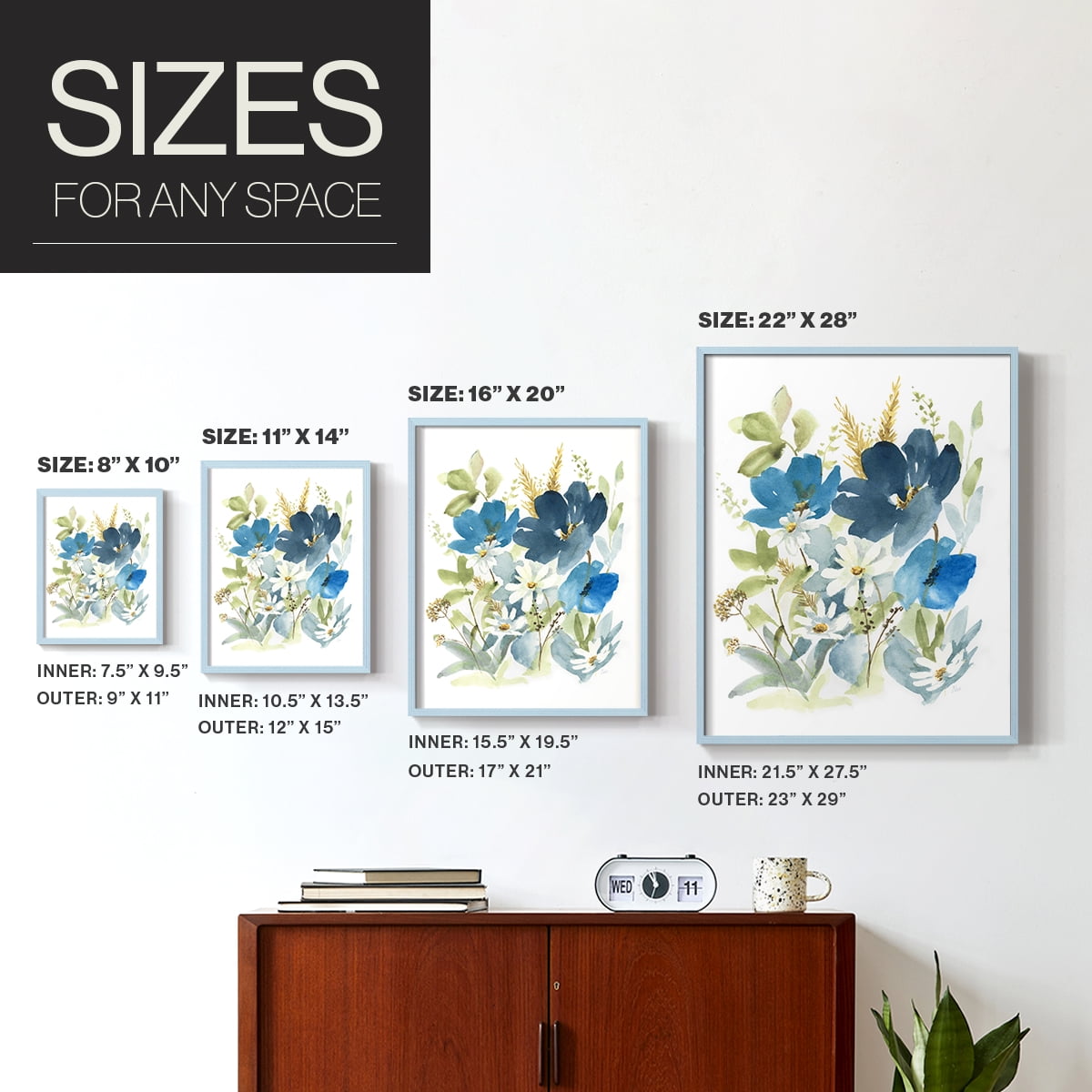 Wild Medley II Framed Print in Blue Solid Wood 8 x 10 Framed Print
