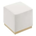thumbnail image 4 of Tilden 17" Square Performance Velvet Upholstered Ottoman in Alabaster Natural, 4 of 9