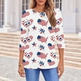 thumbnail image 4 of FAVIPT Cute Fourth of July Shirts for Women Three Quarter Sleeve Round Neck Shirts Stars and Stripes Patriotic Print Tops Casual Summer 2025 Tees Multicolor,L, 4 of 5
