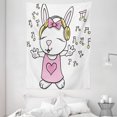 thumbnail image 1 of Kids Tapestry, Cute Rock Star Rabbit Bunny with Speakers Music Notes Girls Humor Heart Cartoon, Wall Hanging for Bedroom Living Room Dorm Decor, 60W X 80L Inches, Baby Pink Yellow, by Ambesonne, 1 of 2