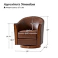 thumbnail image 4 of Tina's Home 360°Swivel Genuine Leather Barrel Chair Modern Upholstered Armchair Solid Wood Base Living Room Brown, 4 of 7