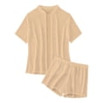 thumbnail image 5 of Womens Swimsuit Coverup Women's 2 Piece Cover Ups Set Short Sleeve Open Front Kimono Swimsuit Coverup With Shorts Beige,XL, 5 of 9
