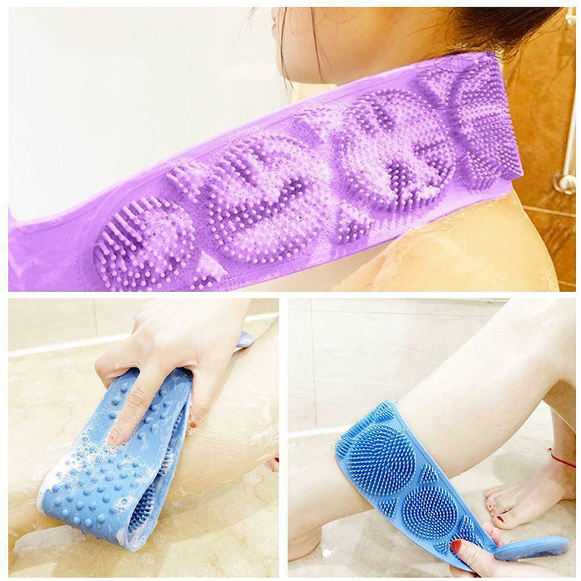 Silicone Bath Towel Belt Body Washing Pad Back Scrubber Massage Brush