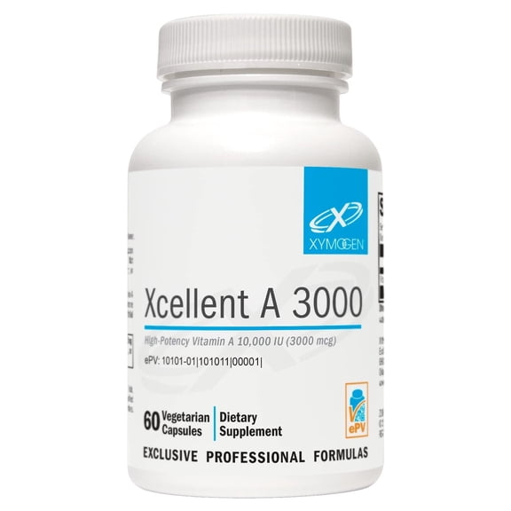 XYMOGEN Xcellent A 3000 - Supports Immune Function, Cellular Health & Mucosal Surfaces - Vitamin A as Retinyl Palmitate - Vegetarian, Non-GMO & Gluten Free - 60 Capsules