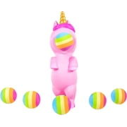 Hog Wild - Popper Pop Up to 20 Ft with Colorful 6 Foam Balls Play Age 4+ Indoor Toys - Unicorn Pink