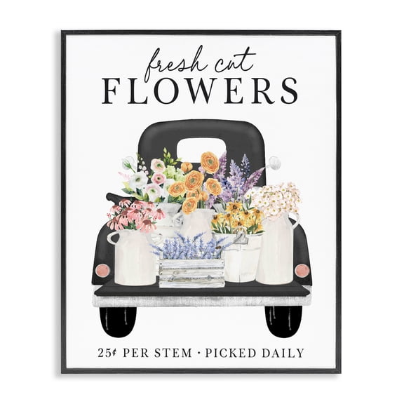 Fresh Flowers Picked Daily Black Framed Giclee Art, design by Lettered and Lined