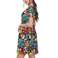 thumbnail image 2 of Fotbe Robe Motif Football Américain Décontractée Mode Femme Manches Courtes Robe Maxi Robe T-Shirt Rayée Longue à Blocs de Couleur, 2 of 6