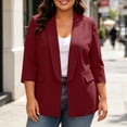 thumbnail image 6 of Vmvidoty 2026 Plus Size Blazers for Women Casual Work Office 3/4 Sleeve Open Front Cardigan Suit Jacket Blazer with Pockets Wine L, 6 of 8