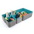 thumbnail image 2 of Welaxy Felt Office Drawer Organizers deep Bins Draw Organiser Felt Storage bin Drawers dividers Boxes for Desktop 5-Pack (Turquoise), 2 of 7