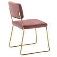 thumbnail image 2 of Duhome Modern Dining Chairs Set of 2 Quilt Armless Kitchen Chair Desk Chair Accent Velvet Chairs with Gold Metal Legs with Mid Back for Dining Room Living Room Pink, 2 of 7