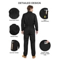 thumbnail image 6 of Ubon Men's Long Sleeve Coveralls Action Back Jumpsuit Zip Front Mechanic Workwear Black 2XL, 6 of 9