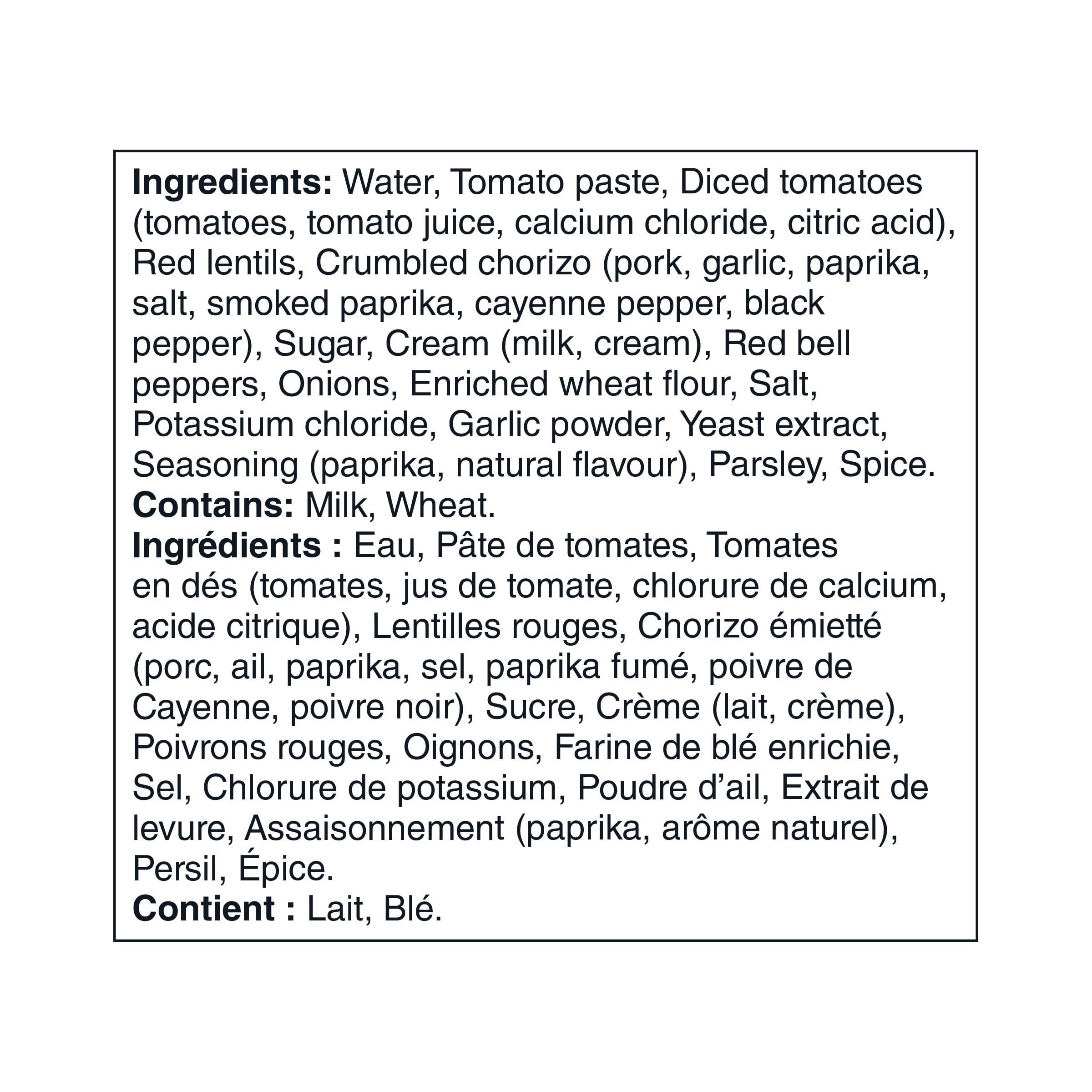 Our Finest Tomatoes, Lentils & Chorizo Ready to Serve Soup, 540 mL