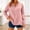 Pink, variant on Horkkom Button Down Shirts for Women V Neck Long Sleeve Linen Shirts Loose Solid Color Casual Tops Slit Side L