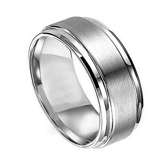 8mm Titanium Flat Brushed Center Polished Shiny Edge Wedding Band Ring For Men Or Ladies