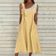 thumbnail image 2 of Vestido de Verano Casual sin Mangas Gradual de las Mujeres Vestido Largo con Cuello en V, Vestido de Vacaciones de Poliéster Suave, 2 of 8