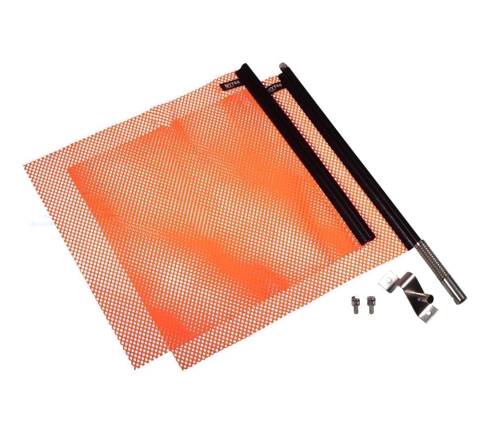 EZ Mount Warning Flag Orange 18" x 18" Mesh Safety Flag DOT Compliant | Spring Loaded Quick n Easy Disconnect