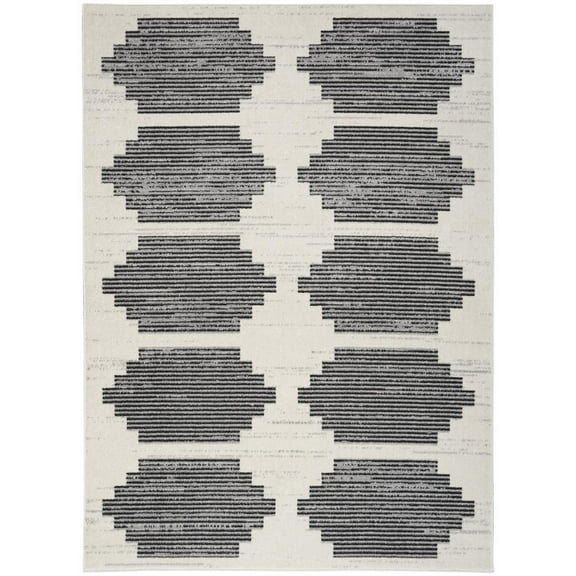 Nourison Modern Passion 6' x 9' Ivory/Grey Mid-Century Modern Indoor Rug