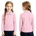 thumbnail image 4 of Polo Shirts for Kids School Uniform Relaxed Fit Back To School Long Sleeve Collared Shirts Solid Color Pullover for Boys & Girls Pink 2-3 Years, 4 of 4
