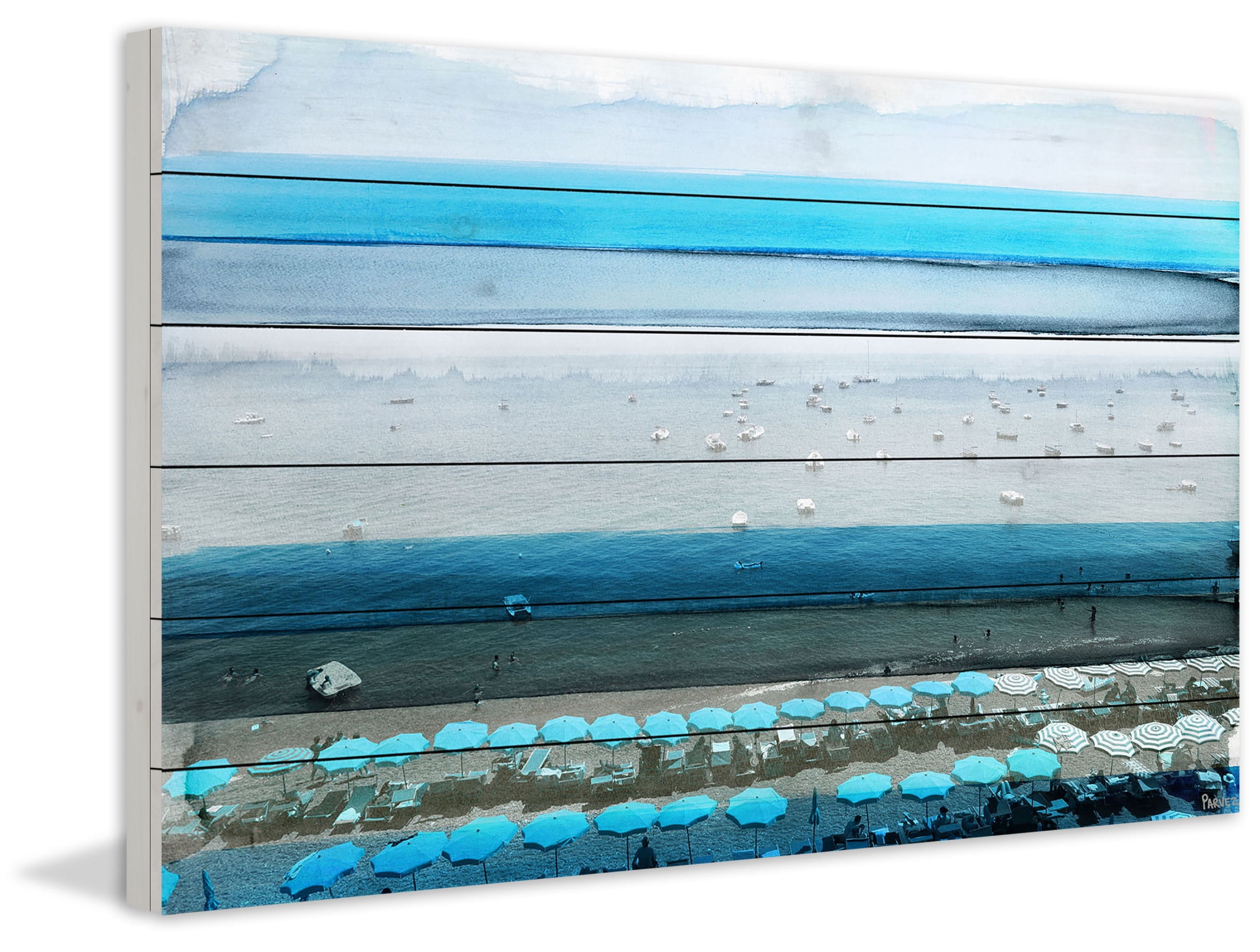 Parvez Taj Spiagga White Wood Wall Art