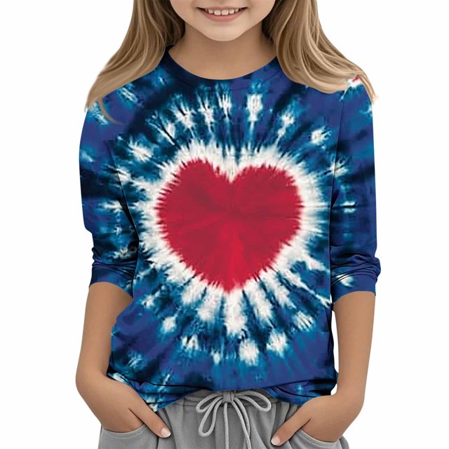 Haut/chemise Décontracté(E) pour Enfants à Col Rond, Manches Trois Quarts, Imprimé Love