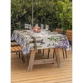 thumbnail image 3 of Outdoor Tablecloth with Umbrella Hole for Patio/Picnic/Party/Camping, Spring Purple Flowers Waterproof Table Cloth Rectangle Table Cover Washable, Farmhouse Leaves Fences Burlap (60"x 102"), 3 of 8