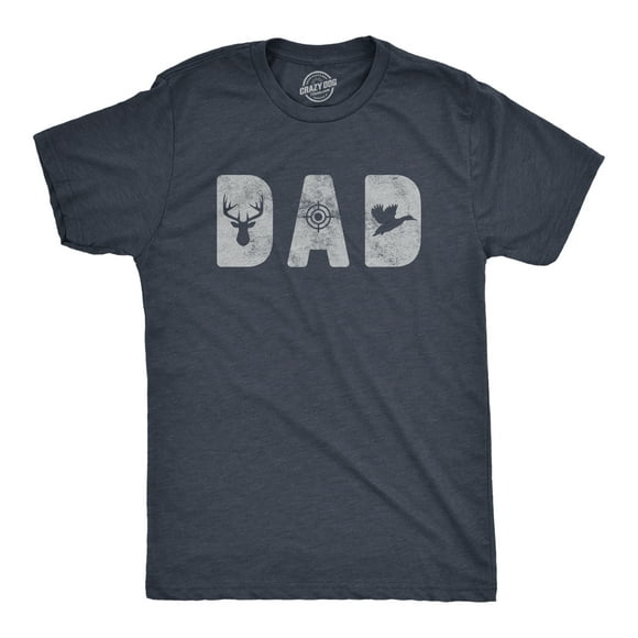 Mens Dad Hunting T Shirt Funny Fathers Day Gift for Dad Outdoor Deer Hunter Graphic Tee (Heather Navy) - M