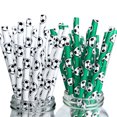 thumbnail image 2 of Pajitas desechables biodegradables para fiesta de fútbol, pajitas de papel para beber de 25/50/100 piezas, decoraciones para fiestas temáticas de fútbol, 2 of 4