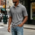 thumbnail image 2 of akafmk Mens Dress Shirts Short Sleeve Collared Shirt Waffle Knit Golf Business Casual Work Shirts Summer Clothes, Size S, 2 of 6