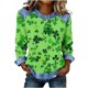 thumbnail image 3 of TaTaai Ladies Irish Festival Long Sleeve Top Spring Patchwork Design Round Neck Solid Color Casual Blouse Comfy Stretchy Shirt for St Patrick Holiday Outfits Gift, 3 of 5