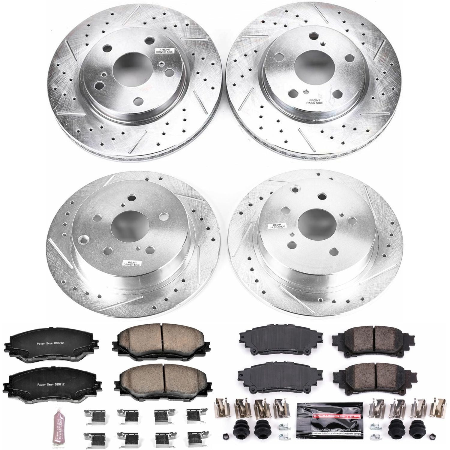 PowerStop Front and Rear Z23 Evolution Sport Carbon-Fiber Ceramic Brake Pad and Drilled & Slotted Rotor Kit Fits: TOYOTA Select Models K6763