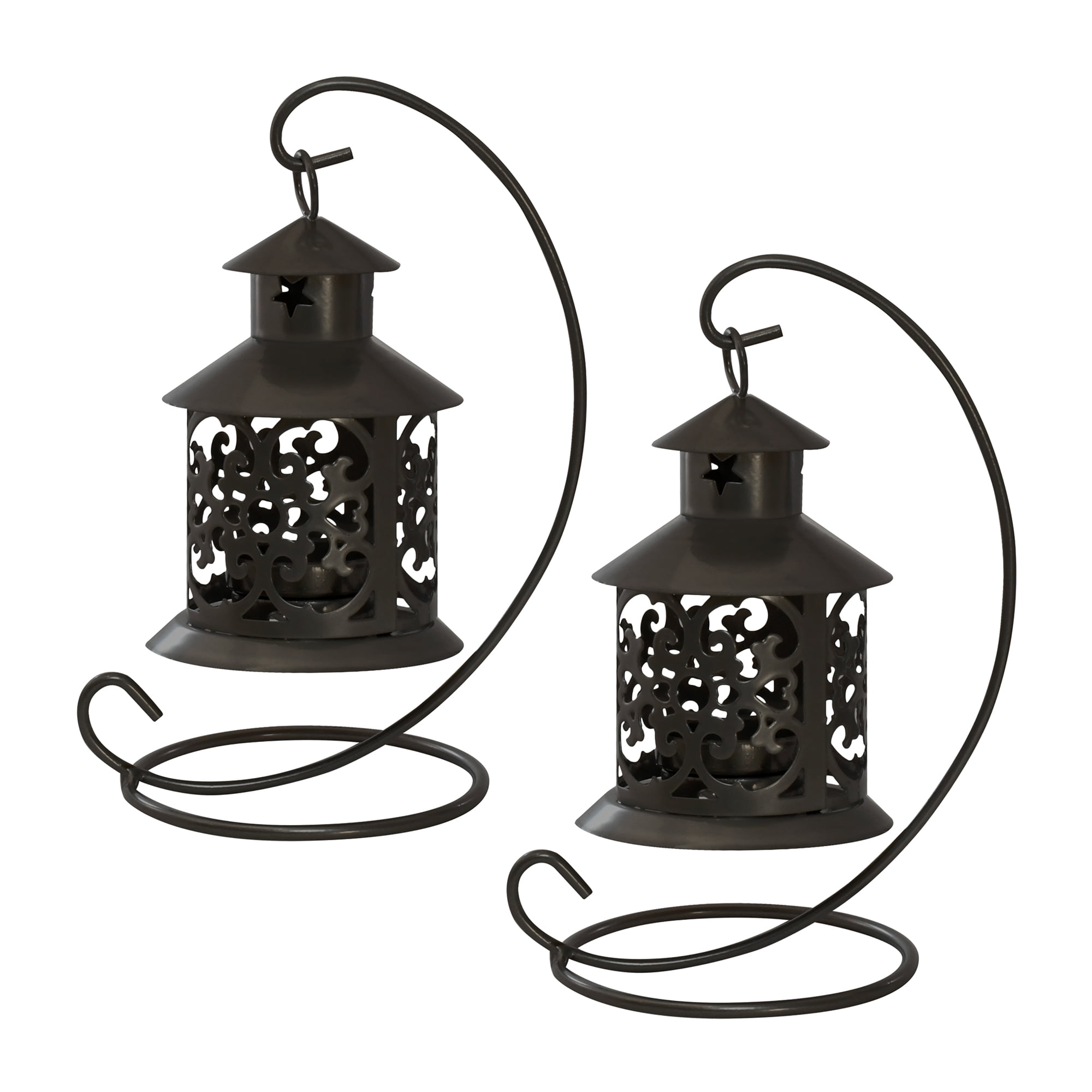 Tabletop Metal Lantern, Black, 2pk