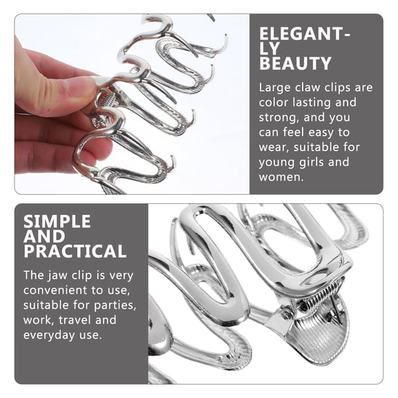 KONTONTY Jumbo Plated Hair Clips for Thick Hair, and Stylish, Perfect for Parties and Everyday Use