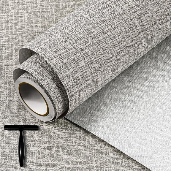 Peel And Stick Adhesive Texture Contact Paper, Removable Wallpaper for Cabinets/Walls, Light Grey, 78.7 in × 15.8 in