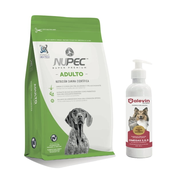 KIT Nupec Adulto 15 kg Nupec Incluye ACEITE Salmón ALEVIN PET-PROTECT 240 ml