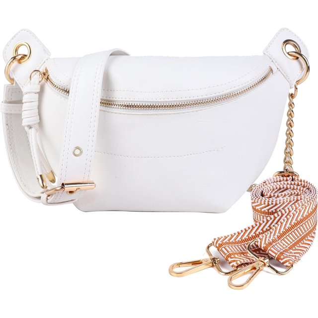 Sac Banane pour Femmes - Sacs à Bandoulière Mode avec 2 Sangles Réglables (Marron)