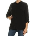 thumbnail image 2 of MAX STUDIO $78 Womens New Black Collared Long Sleeve Button Up Casual Top M B+B, 2 of 3